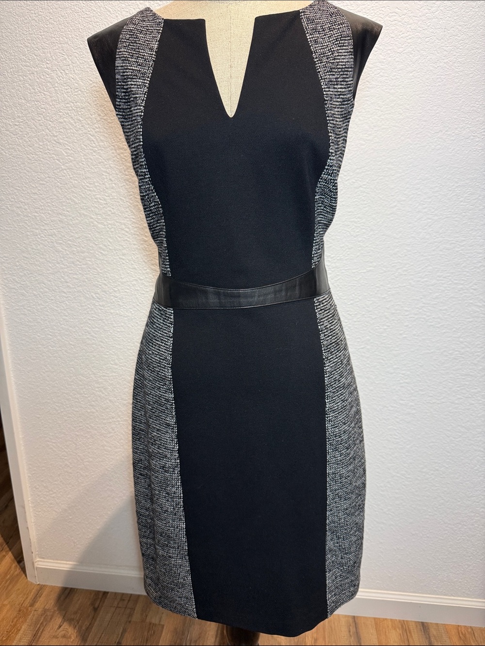 Rebecca Taylor Black & Gray Colorblock Midi Dress